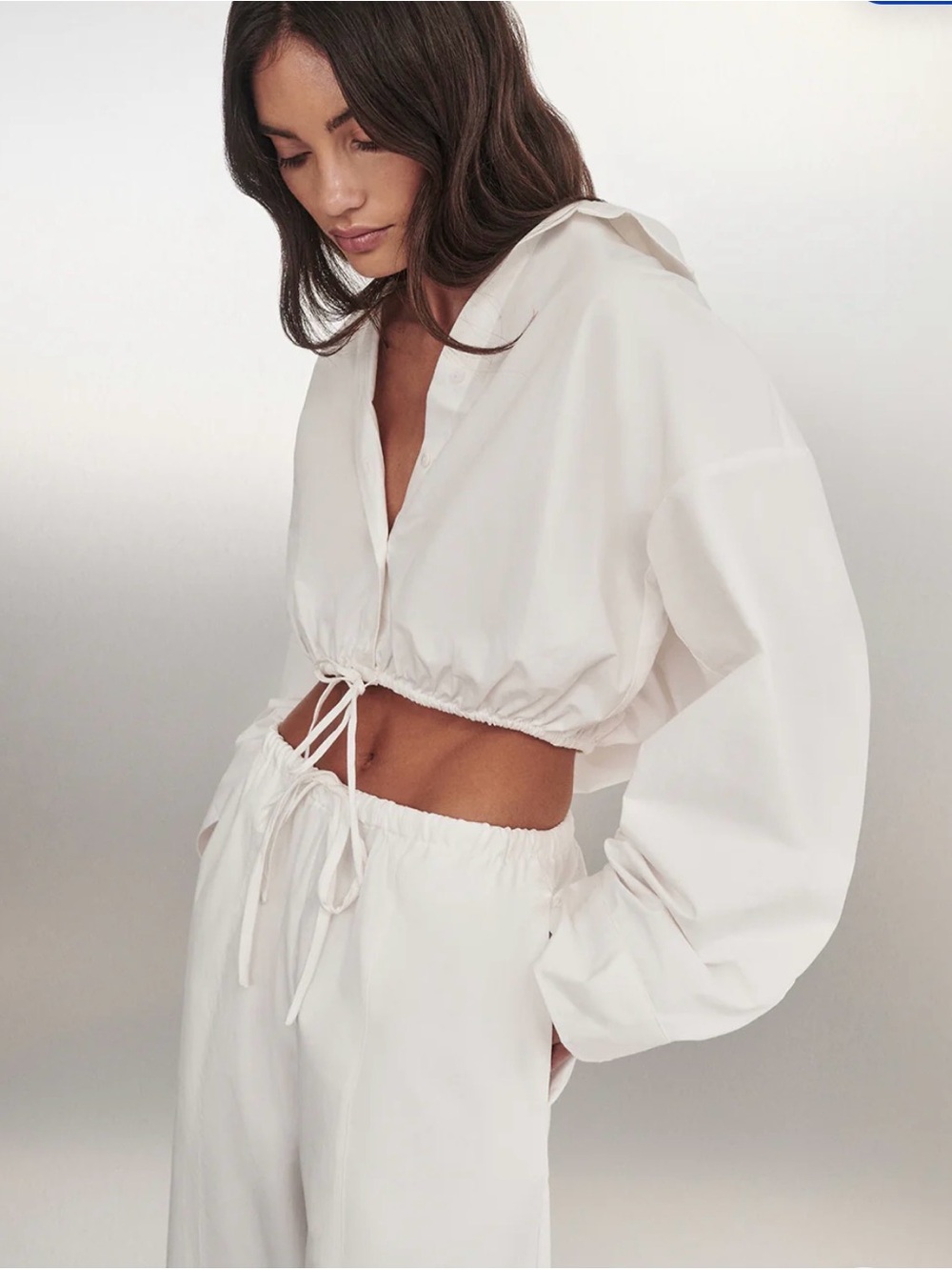 Cali White Cotton Cropped Shirt, NWT, AUS8/US4